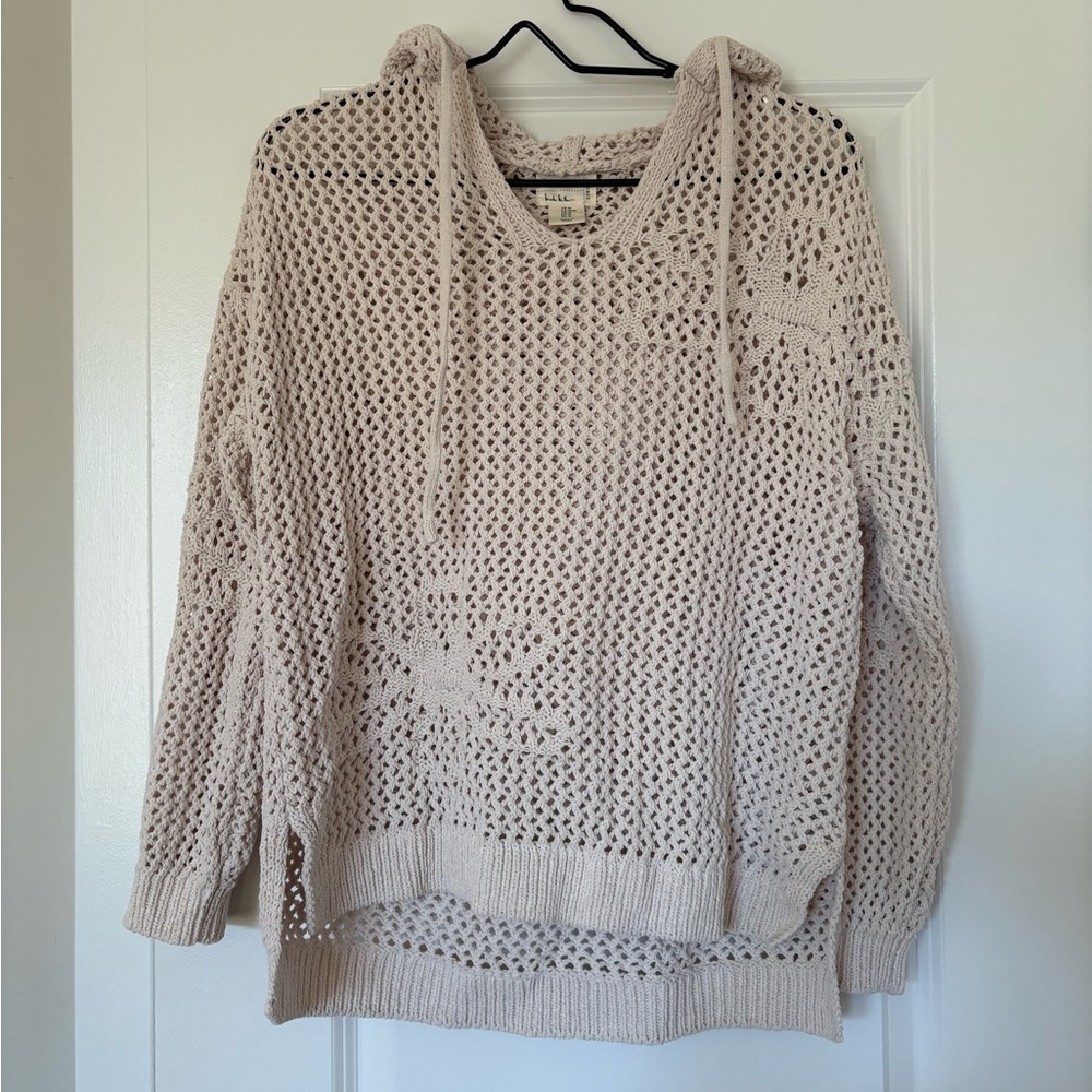 Nicole Miller Light Cream Open Knit Top